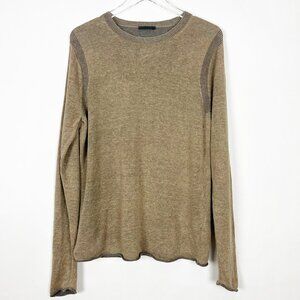 Oska Sweater Women's 4 | US 12/14 Tan 100% Linen Crewneck Neutral Regular Fit